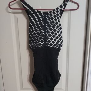 Black and White Geometric Swimsuit